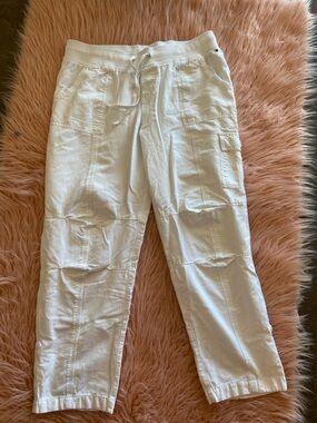 Tommy Hilfiger White Drawstring Pants with Navy Label